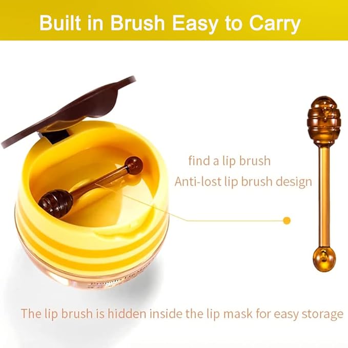 2 Pack Nourishing Bee Lip Balm Honey Pot, Moisturizing Honey Lip Mask, Hydrating & Prevention Dry and Cracked Lip Scrubs Exfoliator Lip Sleeping Mask Reduces Lip Lines Lip Care Products-GlimoraGlow