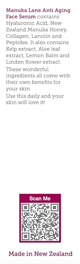 Manuka Honey Face Serum with Collagen, Hyaluronic Acid, & Pure Honey, by Manuka Lane-GlimoraGlow