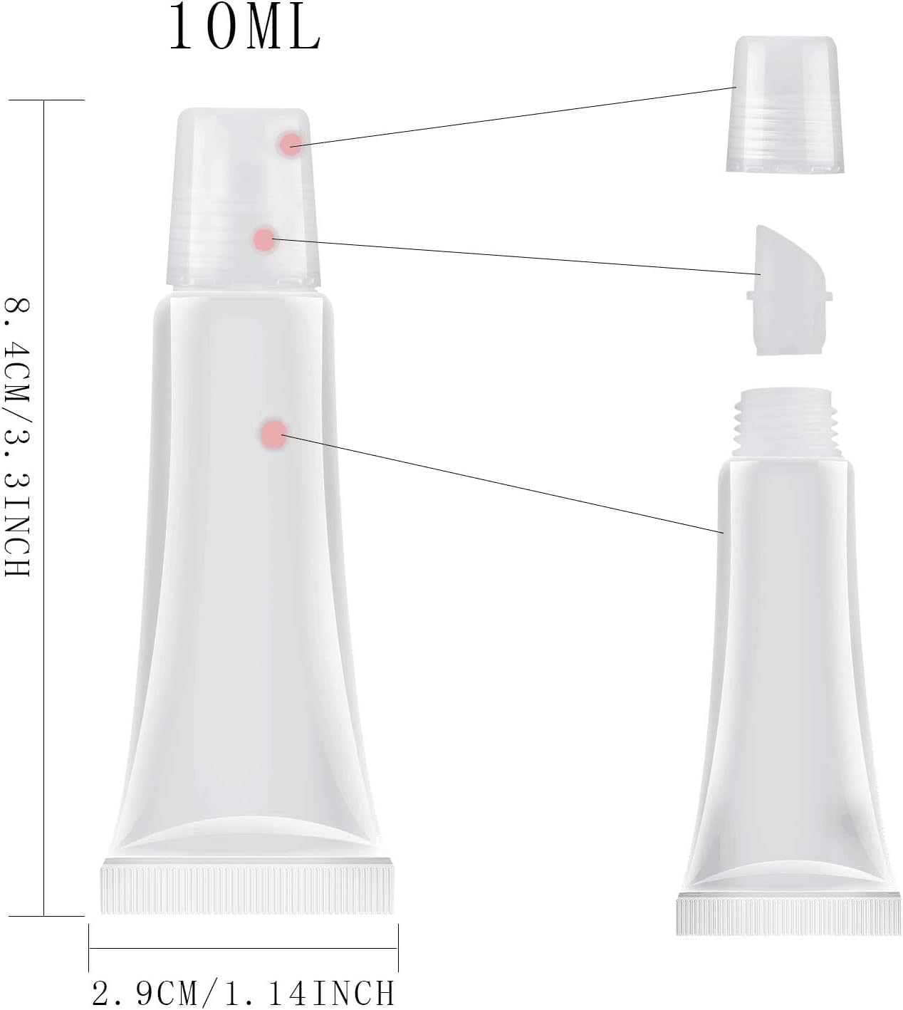 JIAKAI 10ml Mini Clear Refillable Empty Tubes Lip Gloss Balm Container，Soft Tubes Makeup Box，Shampoo Samples Empty Tubes with Screw Cover (20pcs)-GlimoraGlow