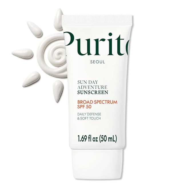 PURITO Sun Day Adventure Korean Sunscreen Smoothest and Lightest Texture Broad Spectrum SPF 50 UVA & UVB Protection No White Cast Oil Free For All Skin Types Vegan Daily Skin Care 50ml, 1.69 fl.oz-GlimoraGlow