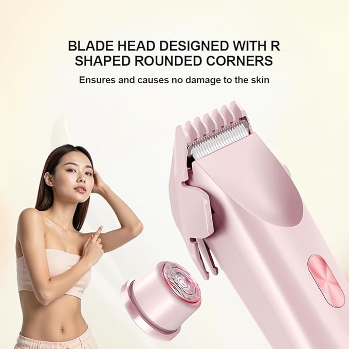 2 in 1 Womens Body Shaver,2025 Glow Aura Electric Razor, Dual Head Shaver Women, Electric Razor for Womens Legs, IPX7 Waterproof Wet & Dry Use Body Intimate Areas,Pink-GlimoraGlow