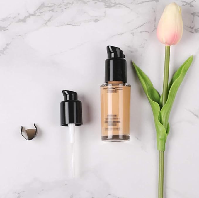 10PCS 410/20mm Plastic Replacement Pump Top Head Cosmetic Liquid Foundation Makeup Pump Replacement with Rotate Lock and Cover for Foundation Lotion Essence (Black)-GlimoraGlow