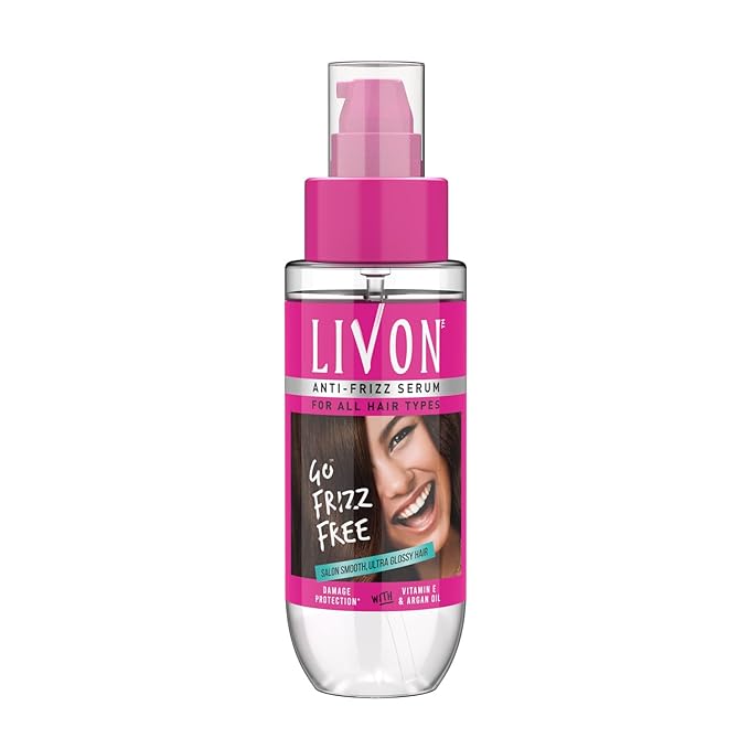 Livon Hair Serum for Men & Women | Frizz-free, stronger and shinier hair | Sulphate & Paraben free| For All Hair Types | Lightweight & Non Greasy | Enriched with Argan Oil & Vitamin E | 3.3 Fl.Oz-GlimoraGlow