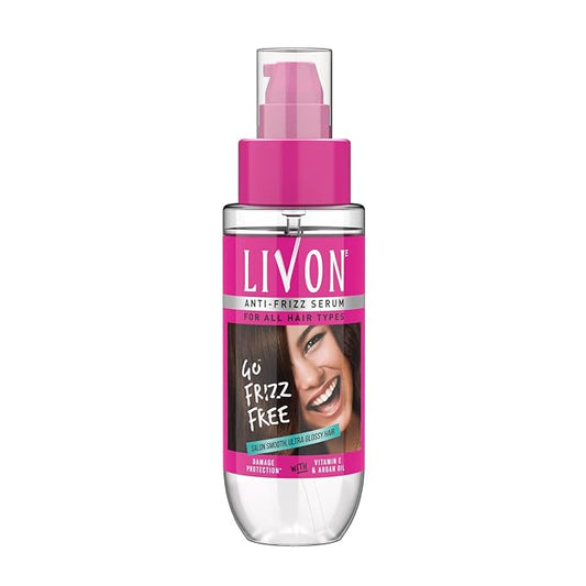 Livon Hair Serum for Men & Women | Frizz-free, stronger and shinier hair | Sulphate & Paraben free| For All Hair Types | Lightweight & Non Greasy | Enriched with Argan Oil & Vitamin E | 3.3 Fl.Oz-GlimoraGlow