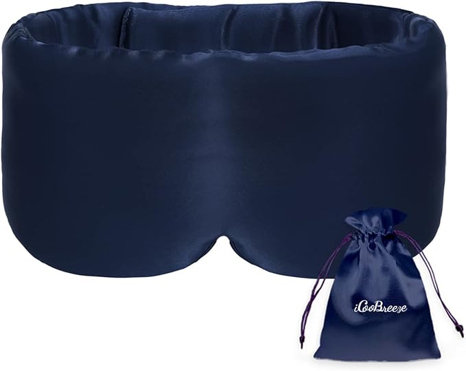 100% Handmade Bamboo Sleeping Eye Mask for Women for Men,Night Masks,Organic Sleep Mask,Blockout Eye Mask for Sleeping,Large Size Adjustable (Navy Blue)-GlimoraGlow