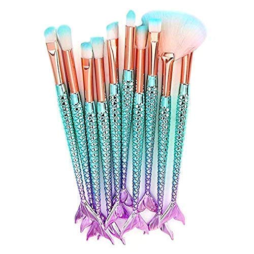Funfunman Makeup Brushes 11PCS Make Up Foundation Eyebrow Eyeliner Blush Cosmetic Concealer Brushes(Mermaid Colorful)-GlimoraGlow