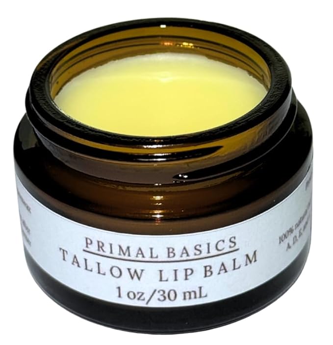 100% Grass Fed Grass Finished Beef Tallow and Beeswax Lip Balm, Face Moisturizer, Body Balm, for Oily, Dry, Sensitive Skin, USA Made-GlimoraGlow