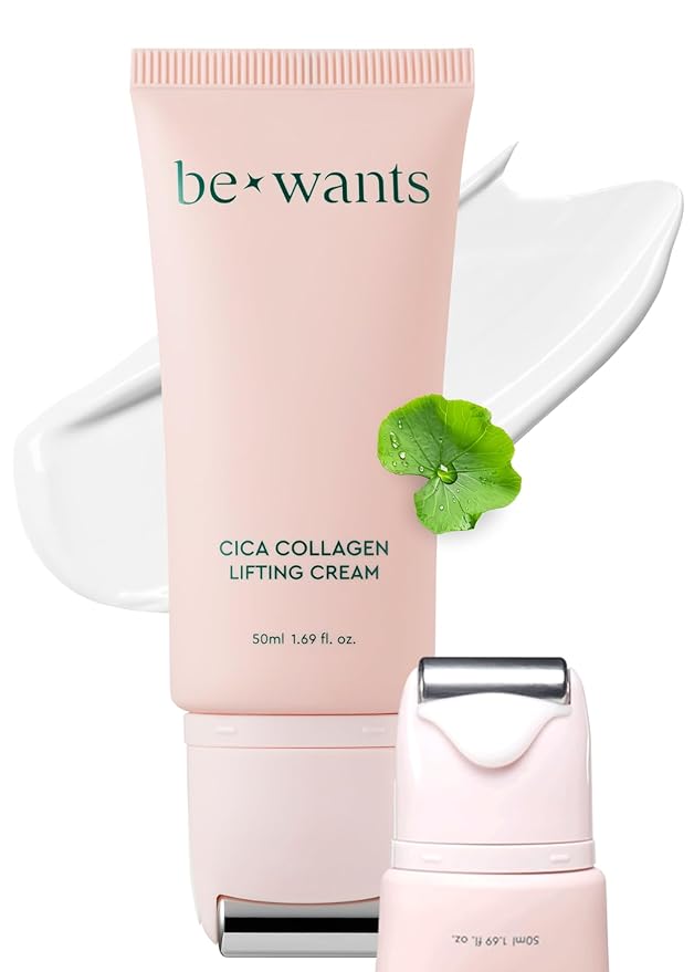 Bewants gua sha neck cream roller, korean neck cream with massage roller, rapid lift neck serum roll on, moisturizer for tightening skin with centella asiatica (1 Pack)-GlimoraGlow