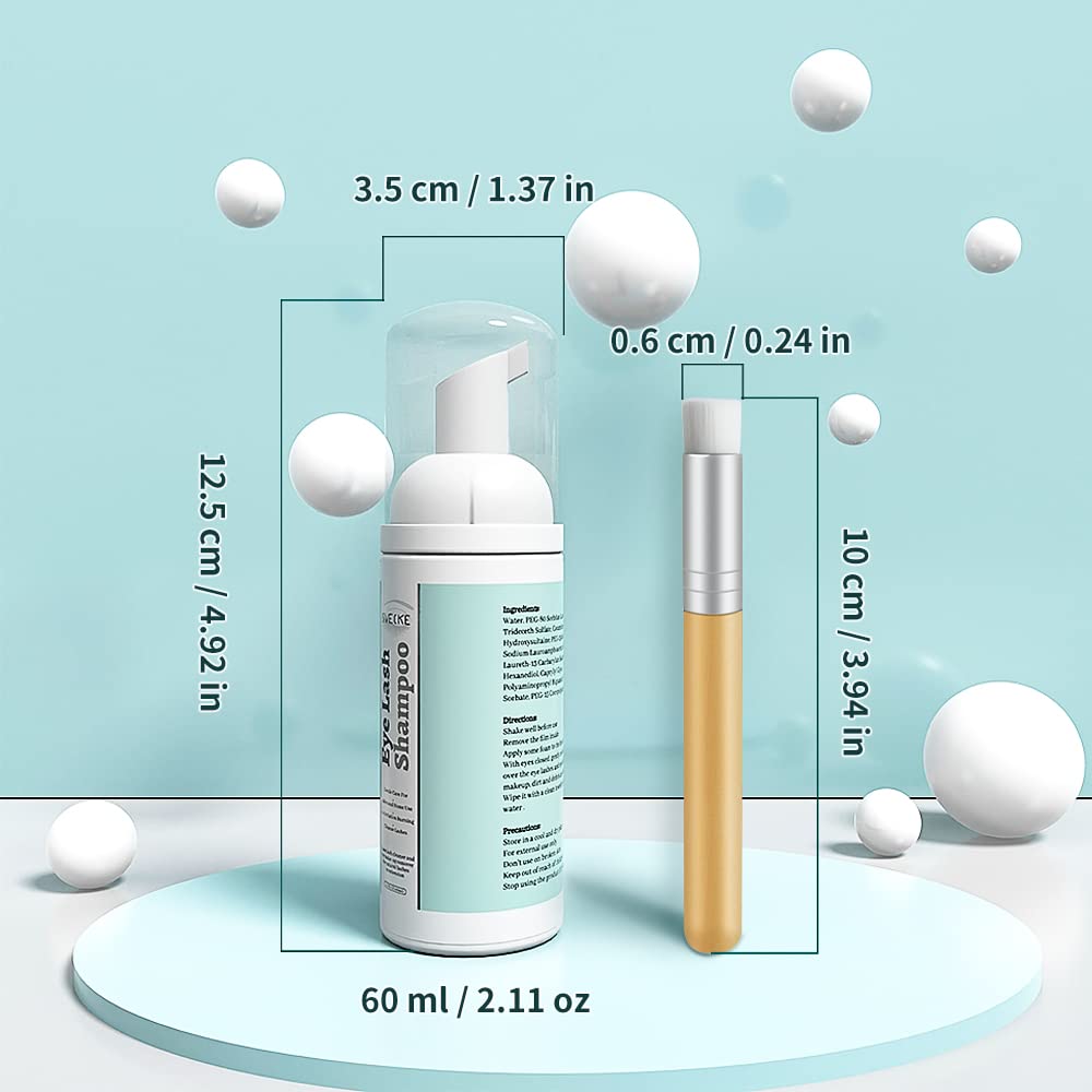 Eyelash Shampoo for Lash Extensions Kit, Prolong Lash Cleanser with Brush, Safe Eyelid Cleaner for Salon Home Use 2 fl.oz-GlimoraGlow