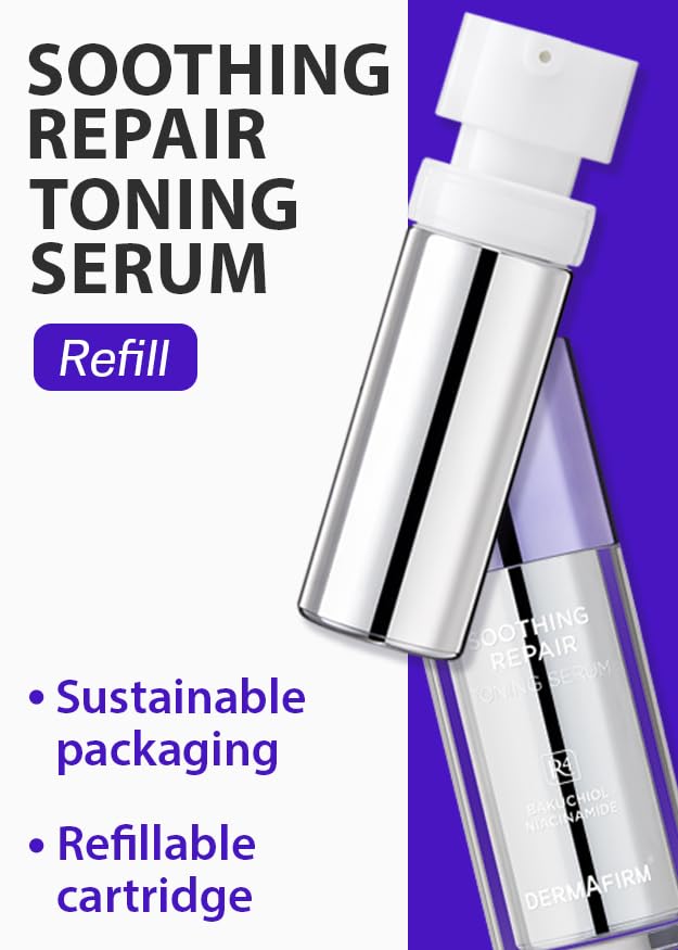 [Refill] DERMAFIRM Soothing Repair Toning Serum R4 - Korean Bakuchiol Retinol Niacinamide & Peptide Face Serum for Wrinkles - Calming, Moisturizing & Correcting- Paraben-Free, Cruelty-Free, 1.01 fl oz-GlimoraGlow