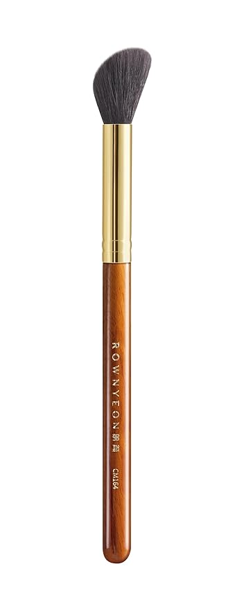 Desert Oak Series Angled Blush Brush - Soft Goat Hair Bristles for Powder/Cream Blush & Bronzer, Ergonomic Ebana Handle & Brass Ferrule, Beginner to Pro (CM 164)-GlimoraGlow