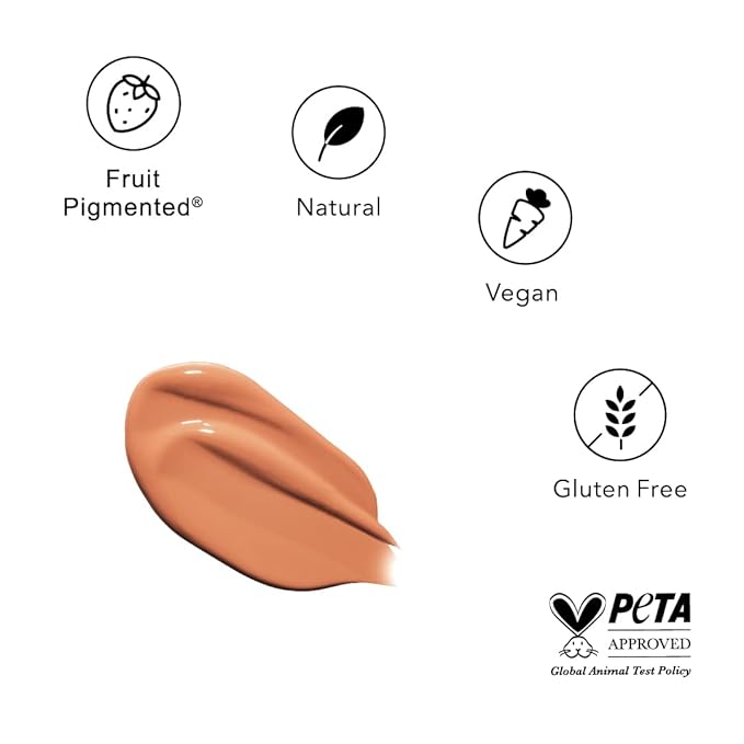 100% PURE Healthy Foundation Full Face Coverage Makeup, Liquid Matte Finish with Anti-Aging Benefits - Vegan Gorgeous Fruit Pigmented Toffee Color (Tan with Neutral Undertone) - 1 Fl Oz-GlimoraGlow