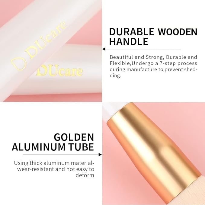 DUcare Flat Top Foundation Brush, Premium Contour Kabuki Brush, Professional Makeup Brush, Densely Packed Bristles, Multi-Purpose Face Buffing Blending Makeup Brushes for Liquid/Cream/Powder-GlimoraGlow