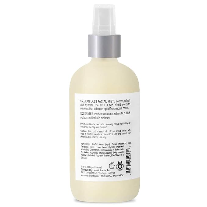 VALJEAN LABS Face Mist - Calm | Rosewater + Glycerine | Calms, Moisturizes, Soothes | Helps to Even Complexion | Paraben Free, Cruelty Free, Made in USA (8 oz)-GlimoraGlow