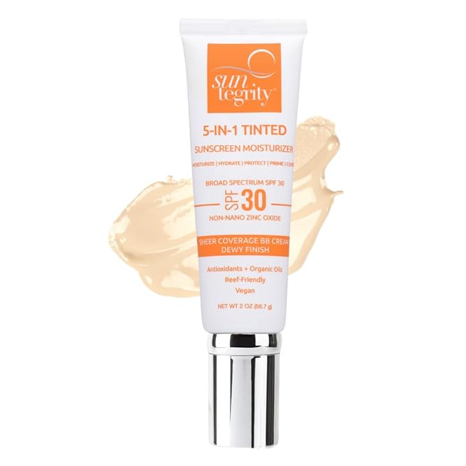 Suntegrity 5 in 1 Tinted Mineral Sunscreen for Face (SPF 30-2 oz) - Fair | BB Cream Moisturizer with Physical UVA/UVB Broad Spectrum Protection | Safe for Sensitive Skin-GlimoraGlow