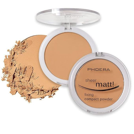 2 Pack Matte Face Powder, Control Oil Brighten Skin Color Cover Blemish Makeup Face Setting Setting Powder Foundation。205# Golden Beig-GlimoraGlow