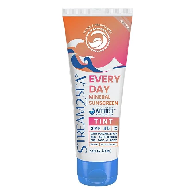 SPF 45 Every Day Tint Mineral Sunscreen | 2.5 Fl Oz Biodegradable, Paraben Free & Reef Safe | Non-Greasy Tinted Sunscreen For Face & Body Protection Against UVA & UVB-GlimoraGlow