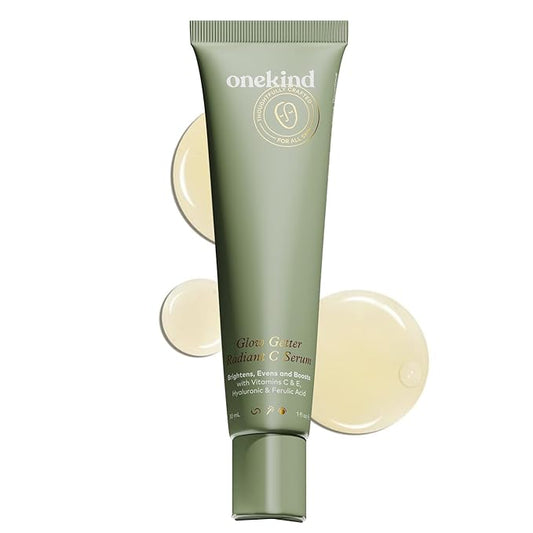 Onekind Radiant C Face Serum, Anti-Aging Facial Treatment with Hyaluronic Acid, Tetrahexyldecyl Ascorbate, Ferulic & Vitamin E, Serum for Dark Spots, Even Skin Tone, Fine Lines & Wrinkles-GlimoraGlow