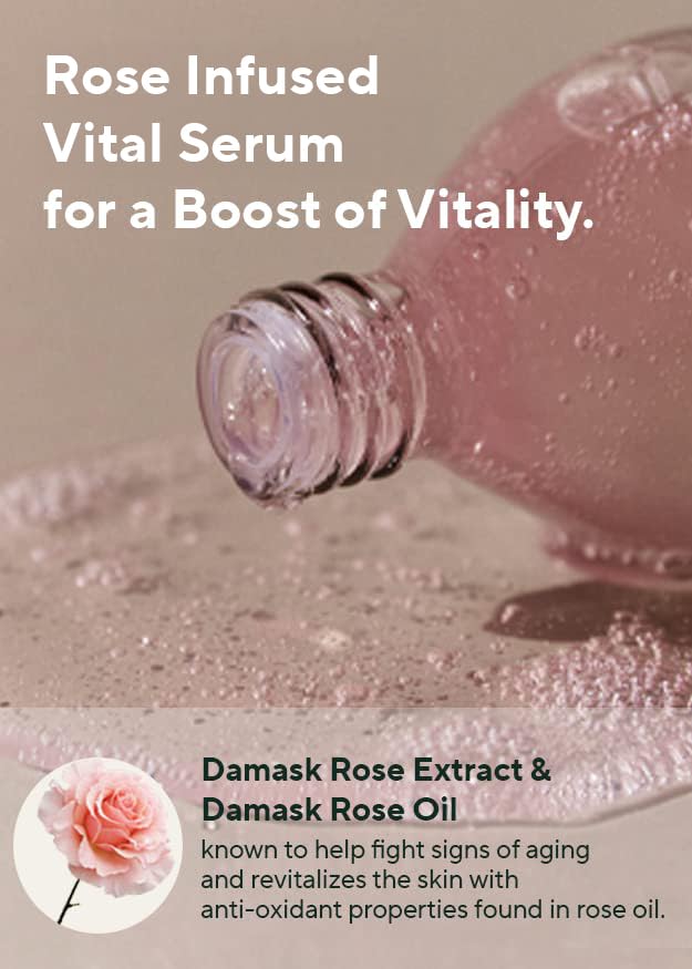 AROMATICA Reviving Rose Infusion Serum 3.38oz / 100ml, Vegan, Rejuvenating Hydration Serum, Vitality Serum for dry skin | with Damask Rose Water and Rose Oil-GlimoraGlow