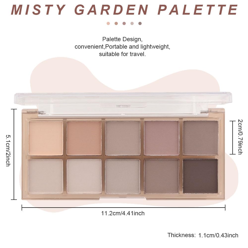 10 Colors Nude Gray Taupe Matte Eyeshadow Palette,Neutral Nude Eye Shadow Palette,Long Lasting Waterproof Travel Size Makeup Pallete,Vegan,Cruelty -free-GlimoraGlow