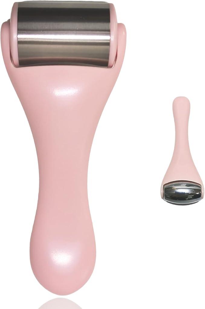 Ice Roller for Face, Ice Rollers 2 Pcs, Face Roller for Face Massager, Ice Face Roller for Wrinkles,Puffiness, Migraine Relief, Mini Eye Roller for Eyes Dark Circles (Pink)-GlimoraGlow