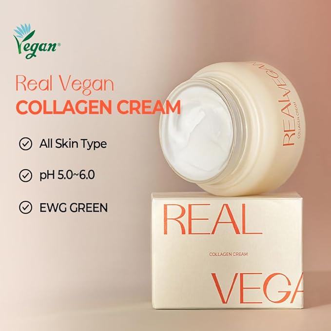 KLAVUU Real Vegan Collagen Cream - Enhances Skin Elasticity, Providing Deep Hydration to Dry Skin for a Radiant, Youthful Glow-GlimoraGlow