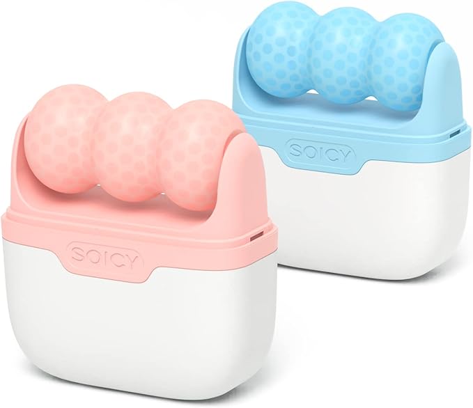 Ice Roller for Face with Gua Sha, Travel ice Roller Cold Therapy Tools, Cold Facial Ice Roller Massager for Eye Puffiness, Migraine, TMJ Pain Relief & Minor Injury (Pink)-GlimoraGlow