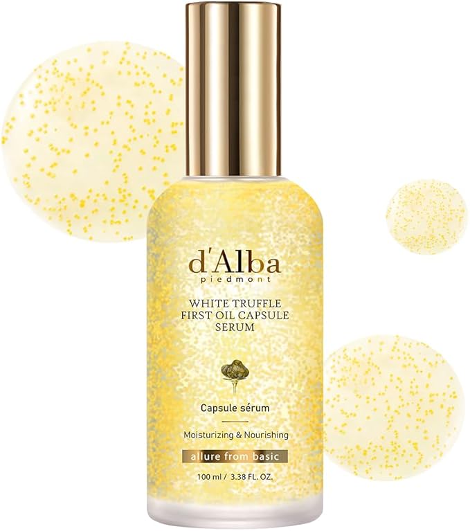 d'alba Piedmont White Truffle Oil Capsule Serum, Daily Vita Boost for Luminous Skin, Double Vitamin Formula, Big Size (3.38fl. oz.)-GlimoraGlow