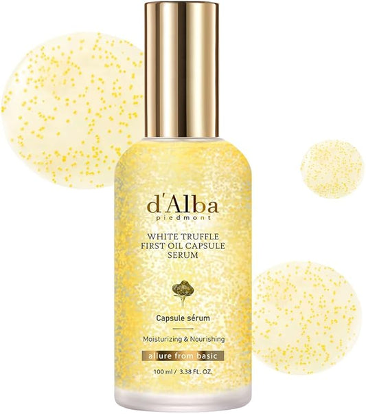 d'alba Piedmont White Truffle Oil Capsule Serum, Daily Vita Boost for Luminous Skin, Double Vitamin Formula, Big Size (3.38fl. oz.)-GlimoraGlow