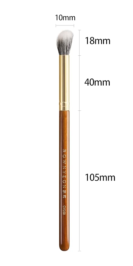 Desert Oak Series Stippling Brush - Dual-Length White & Gray LambsGoat Hair Bristles, Sloped Edge for Cream/Powder Perfection, Ebana Handle & Brass Ferrule (CM 168)-GlimoraGlow