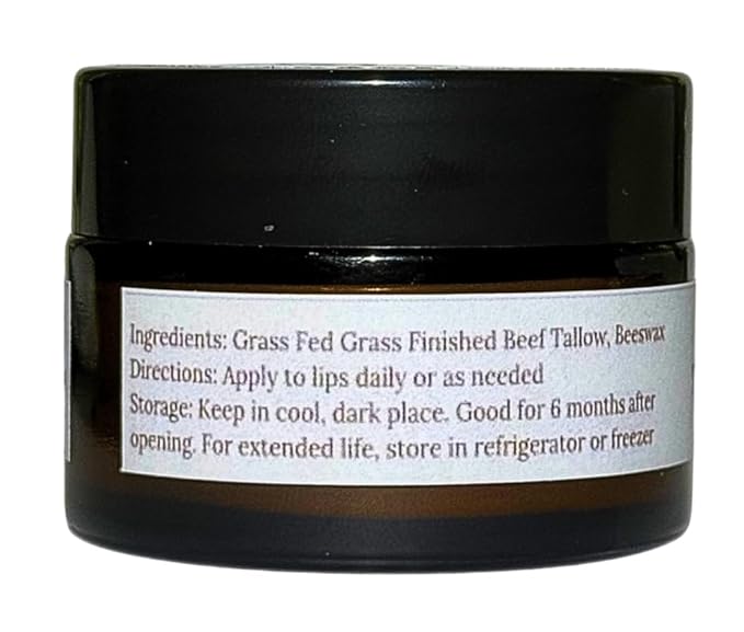 100% Grass Fed Grass Finished Beef Tallow and Beeswax Lip Balm, Face Moisturizer, Body Balm, for Oily, Dry, Sensitive Skin, USA Made-GlimoraGlow