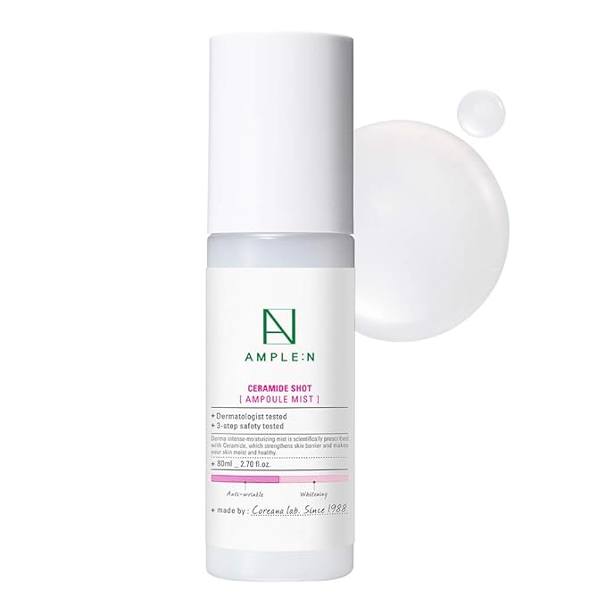 CORÉANA AMPLE:N Ceramide Shot Ampoule Mist - Hydrating Face Spray to Strengthen Skin Barrier – Moisturizing and Skin Repairing Face Ampoule Mist to Restore Vitality, 2.7 fl.oz.-GlimoraGlow