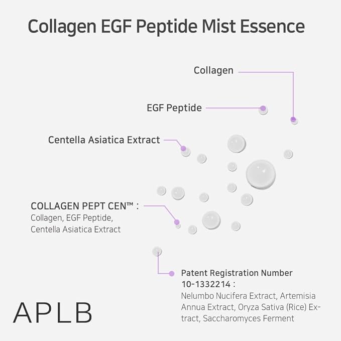 APLB Collagen EGF Peptide Mist Essence | COLLAGEN PEPT CEN™ 27.2% 3.55 FL.OZ/Korean Skincare, Elasticity care, Replenishing moisture, Revitalize for gentle and improve skin texture-GlimoraGlow