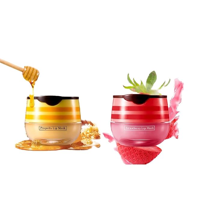 2 Pcs Honey Pot Lip Balm, Moisturizing Restors Moisture Bee Lip Mask for Dry Lips Lip Mask.(Honey)-GlimoraGlow