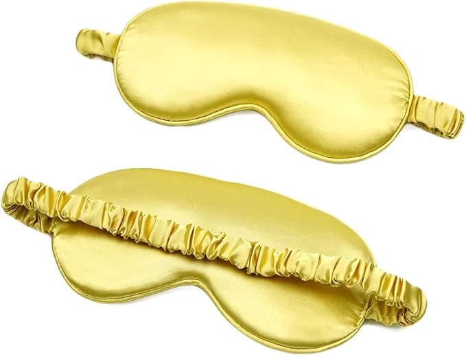 100% Natural Mulberry Soft Silk Sleep Mask, Light Blocking Eye Masks for Sleep, Night Blindfold Eye Mask Cover for Men and Women, Sleeping Night Mask for Travel (Gold)-GlimoraGlow