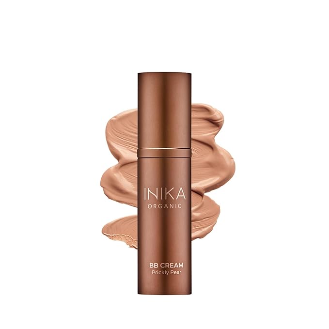 INIKA Organic BB Cream Foundation - Vegan Makeup with Hydrating Prickly Pear, Jojoba, and Pomegranate Seed Oil - Lightweight Glow for Balanced Skin Tone, Tan, 1 fl oz-GlimoraGlow