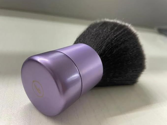 Luxurious and Large Ultra Soft Fluffy Powder Brush, Multipurpose Face, Body, Barber and Beauty Tool, with wooden base Soft Kabuki Brush by BevyGold (Violet)-GlimoraGlow