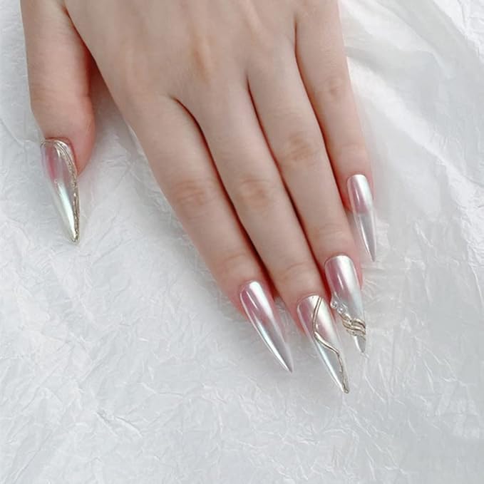 2 Pcs White Iridescent Nails Powder Aurora Chrome Powder for Nails,Mermaid Chrome Nail Pearl Powder Chameleon Chrome Nail Powder Manicure Pigment(2 Pcs Moonlight)-GlimoraGlow