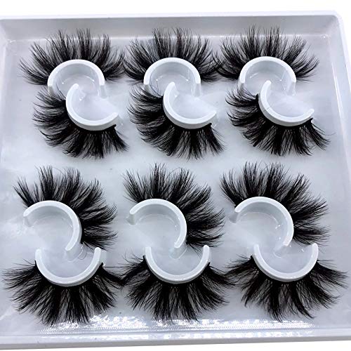 HBZGTLAD 6 Pairs Fluffy False Eyelashes Natural Faux Mink Strip 3D Lashes Pack (MDF-12)-GlimoraGlow