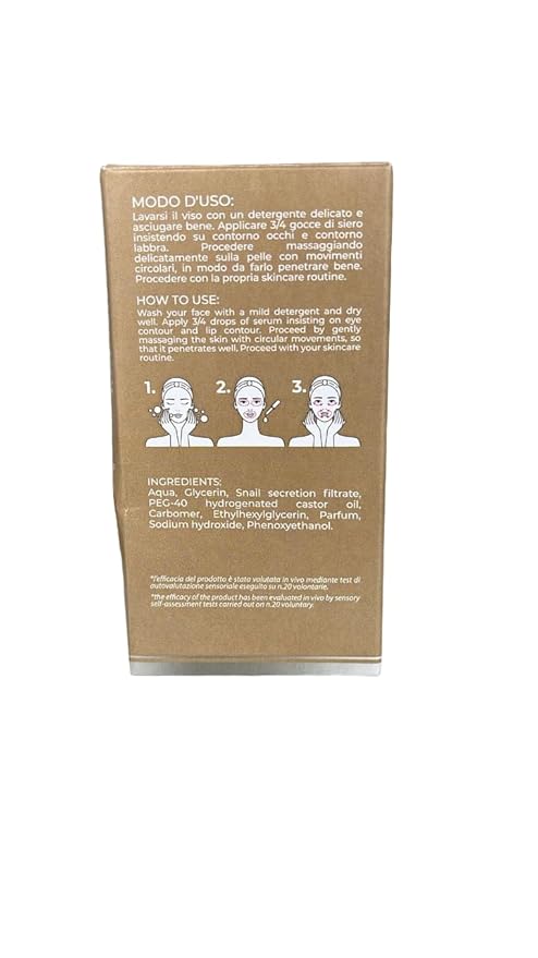 Siero Occhi e Labbra ala Bava di Lumaca e Olio di Mandorle with Snail Slime and Almond Oil for All Skin Types, 30 ml (Fl Oz 1.0) 1 unit - Made in Italy [italian import].-GlimoraGlow