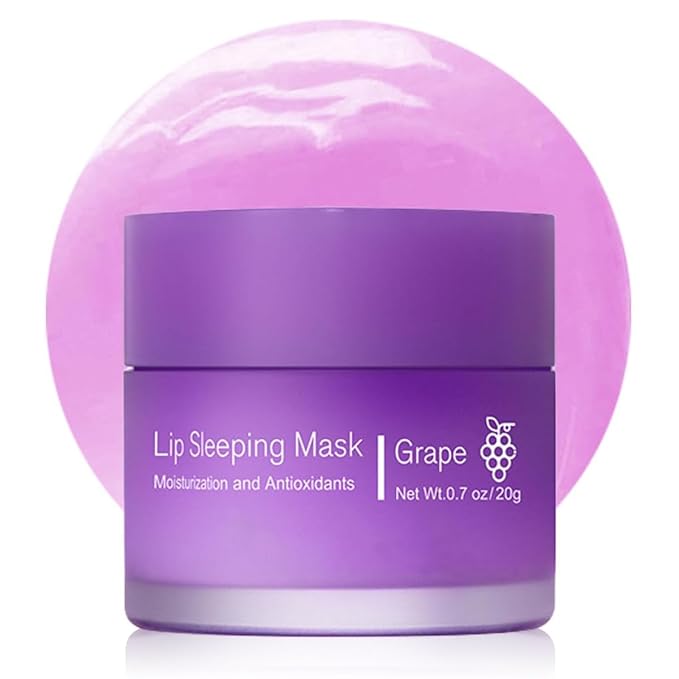 Hydrating Lip Sleeping Mask, Long Lasting Hydrating Night Lip Balms for Intensive Moisturizing and Care, Prevention Dry and Crack (GRAPE) 0.7 OZ-GlimoraGlow