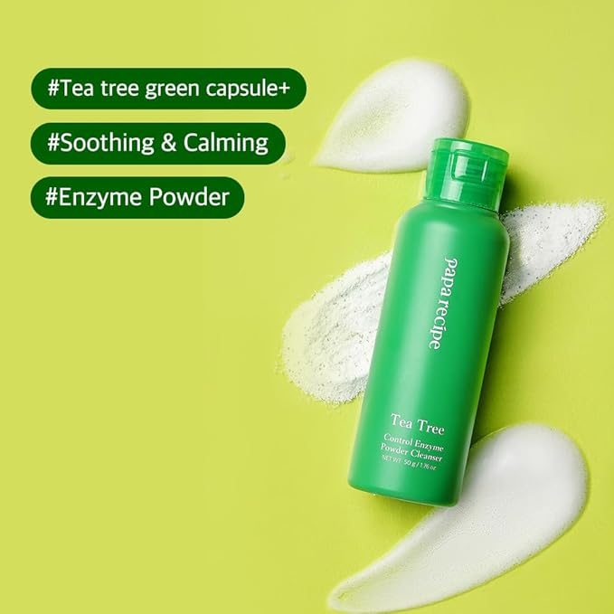 Papa Recipe Tea Tree Control Enzyme Powder Cleanser - Soft Exfoliating Facial Wash for Sensitive Skin (50g, 1.72oz) - Korean Skincare for Soothing, Balancing skin's moisture and oil level-GlimoraGlow