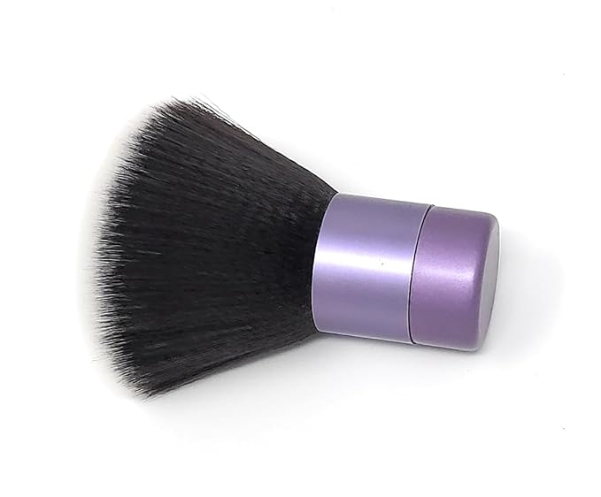 Luxurious and Large Ultra Soft Fluffy Powder Brush, Multipurpose Face, Body, Barber and Beauty Tool, with wooden base Soft Kabuki Brush by BevyGold (Violet)-GlimoraGlow