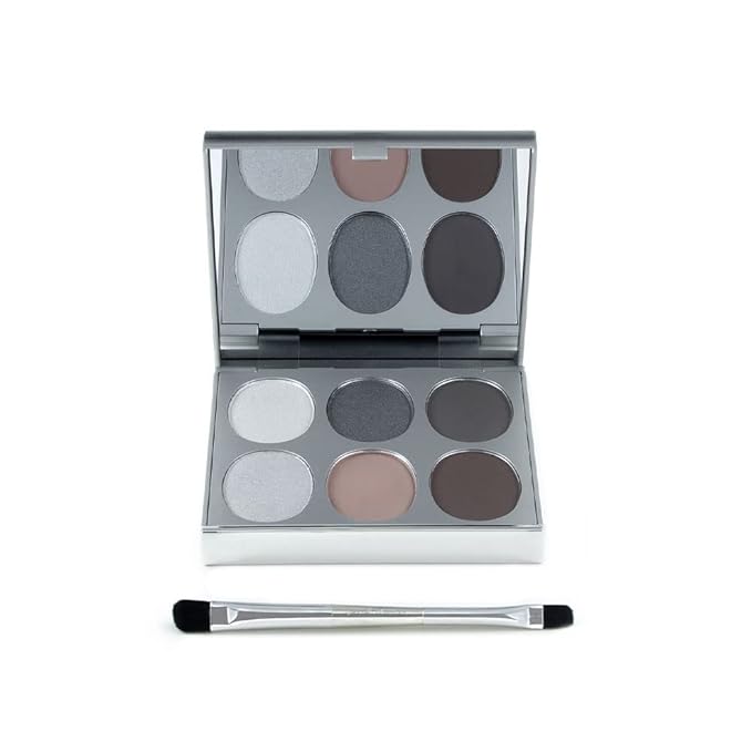 Jerome Alexander New Again Eyeshadow Palette & Brush, 6 Buildable & Blendable Micronized Powder Shades (Night Out)-GlimoraGlow