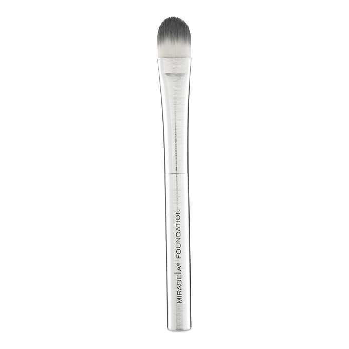 Mirabella Brushed Aluminum Professional Makeup Brush - Foundation Brush-GlimoraGlow
