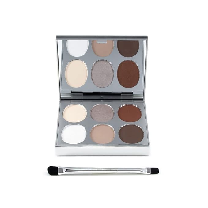 Jerome Alexander New Again Eyeshadow Palette & Brush, 6 Buildable & Blendable Micronized Powder Shades (Bright Definition)-GlimoraGlow