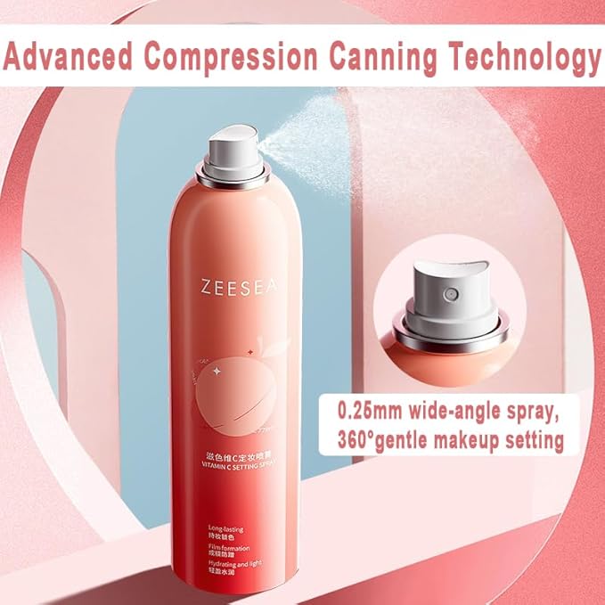 zeesea Vitamin C Hydrating Makeup Setting Spray for Face, Waterproof Make up Setting Fixer Mist type Spray, Long-lasting for 16 hours, Oil Control, 2pcs-GlimoraGlow