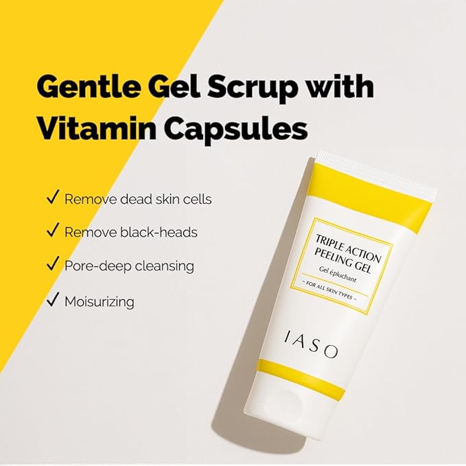 IASO Triple Action White Peeling Gel | Exfoliating Gel for Face, eep Pore Cleanse, Tone-Up Effect & Smoother Skin Texture, Korean Skin Care, 5.07 oz-GlimoraGlow