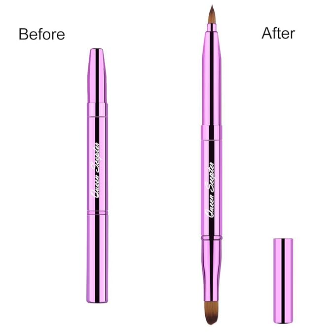 Cosmetic Brushes Lip Eye Double Sided Makeup Brush with Cap for Travel Retractable Lip Brush Eyebrow Brush Concealer Brush For Lipstick Portable Purple-GlimoraGlow
