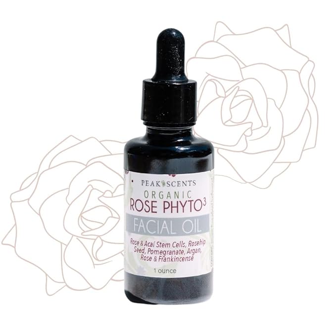 Organic Rose Phyto Facial Oil - Rosehip and Argan Oil Infused with Rose Extract and Frankincense Essential Oil - Ideal for Gua Sha Massage, Anti-Aging Face Oil (1oz)-GlimoraGlow